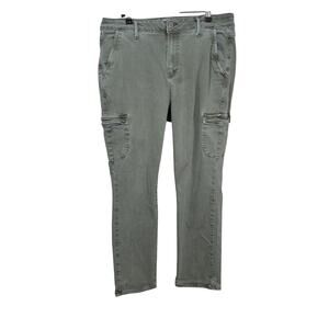 PAIGE Jolie Cargo Pants Womens 31 Olive Green High Rise Cropped Utility